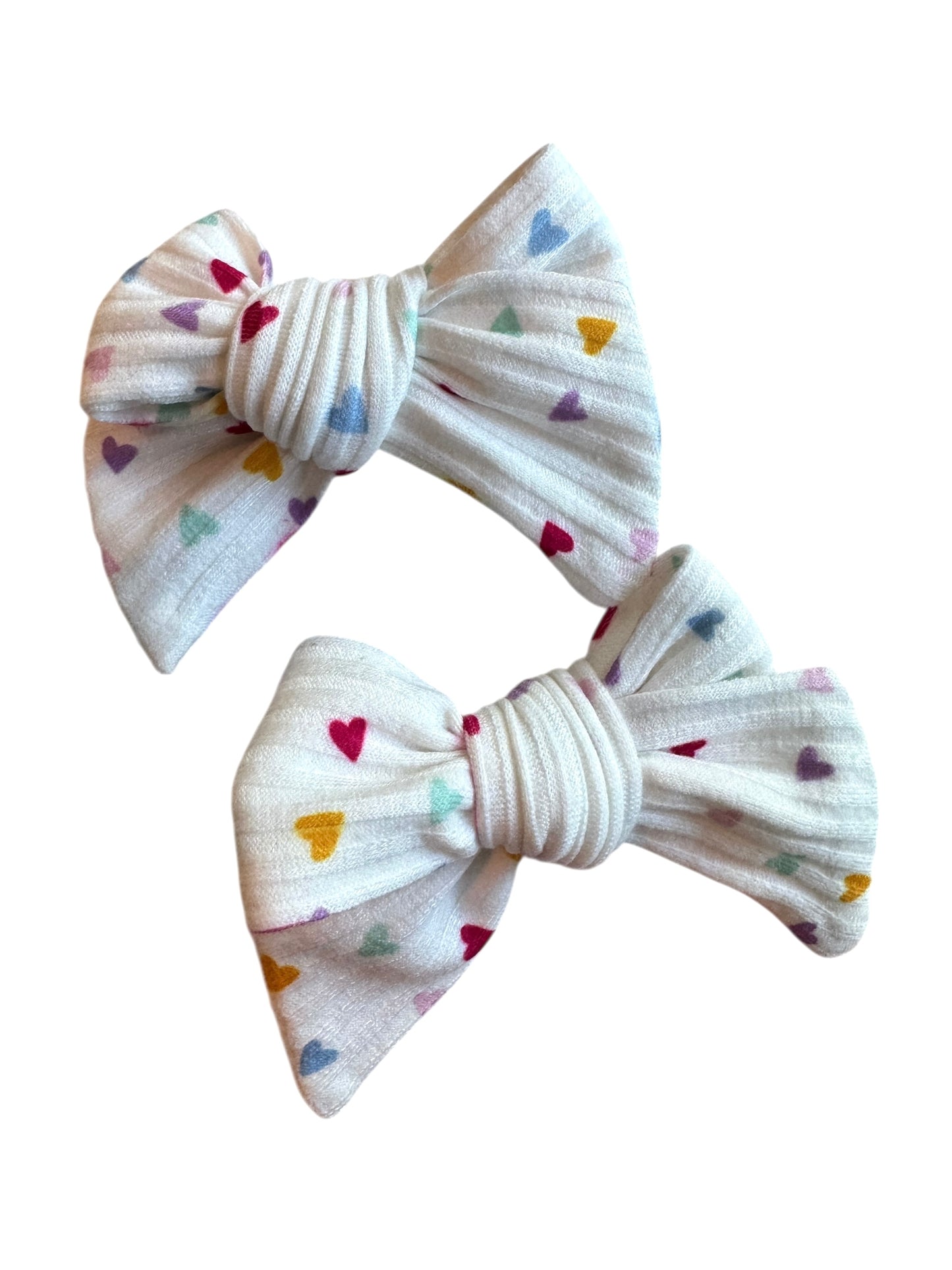 Rainbow Hearts Hair Bow - Valentine's Day Hair Bow for Girls