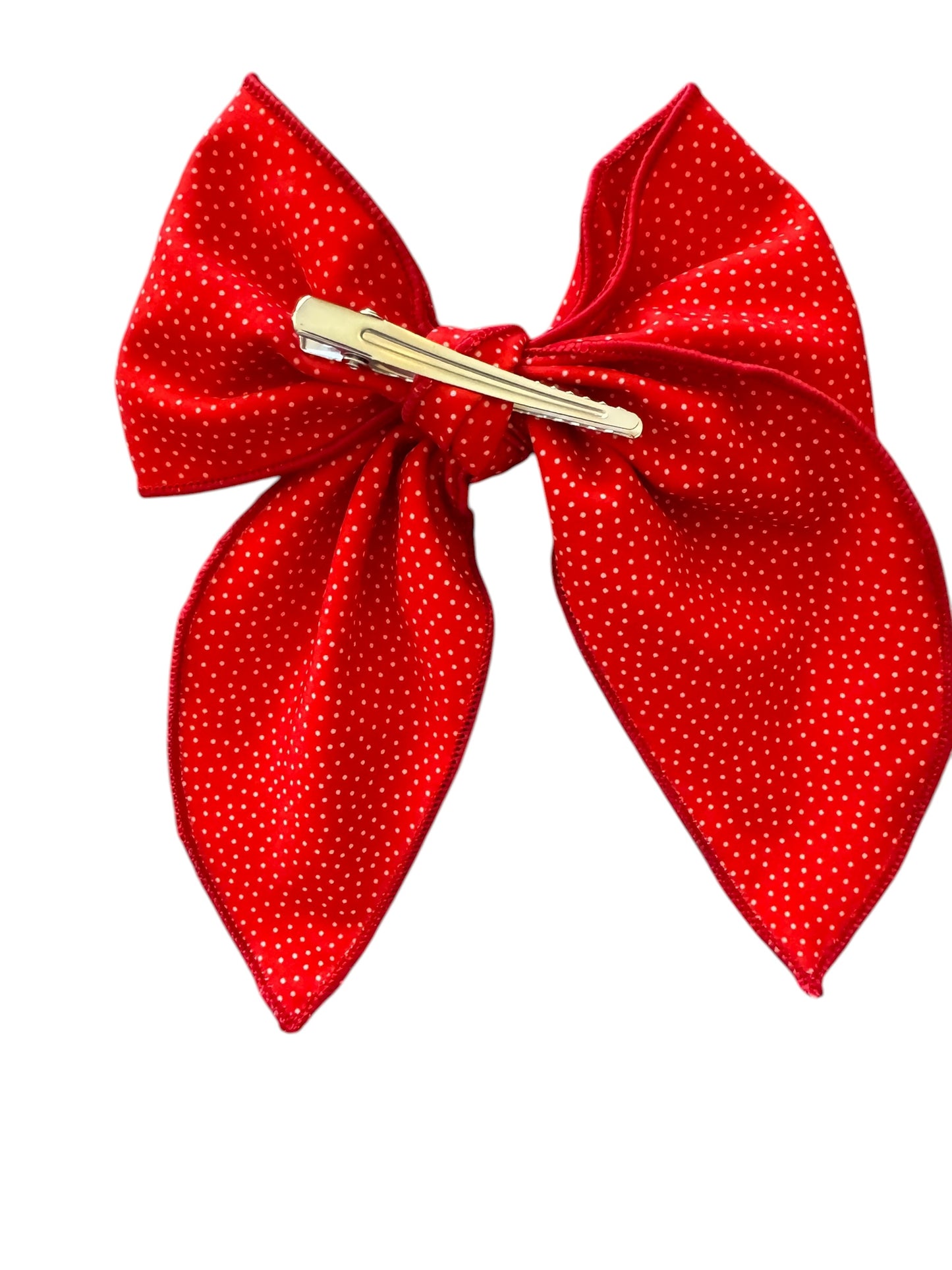 Red Santa Fabric Hair Bow -Christmas Hair Bow | Holiday Hair Accessories