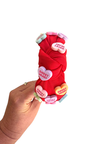 Conversation Hearts Tie Knot Headband - Valentine's Day Headband for Girls