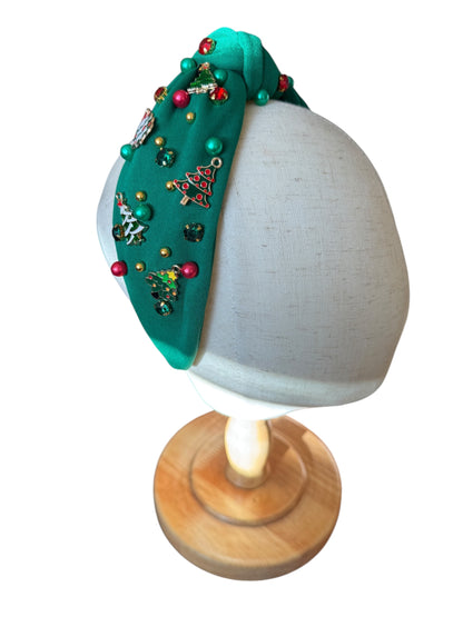 Rhinestone Christmas Tree Holiday Headband - Festive Holiday Hair Accessories for Girls & Women