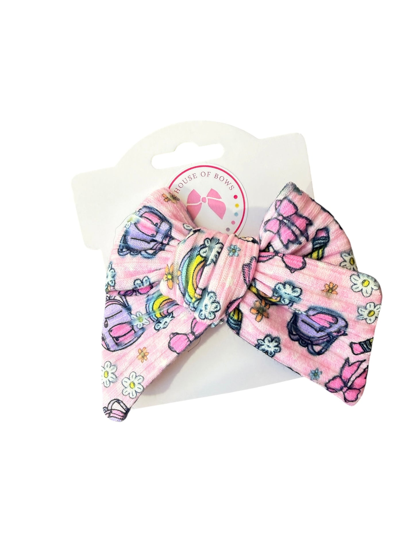 Pink Back to School Hair Bows for Little Girls