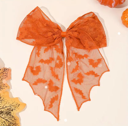 Lace Bat Hair Bows – Black Halloween Hair Accessories for Girls and Women