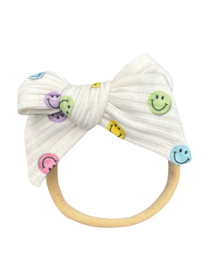 *Pastel Smiley Face Hair Bows