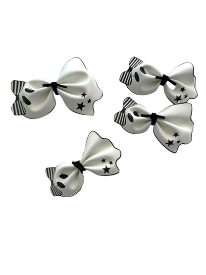 Cute Ghost Glow in the Dark Faux Leather Hair Bows for Girls