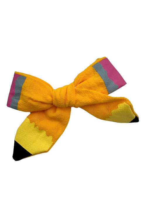 Yellow Pencil Hair Bows for Little Girls