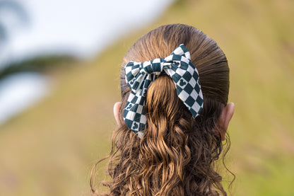 Black Checkered Mouse Hair Bow - Hair Bow for Girls