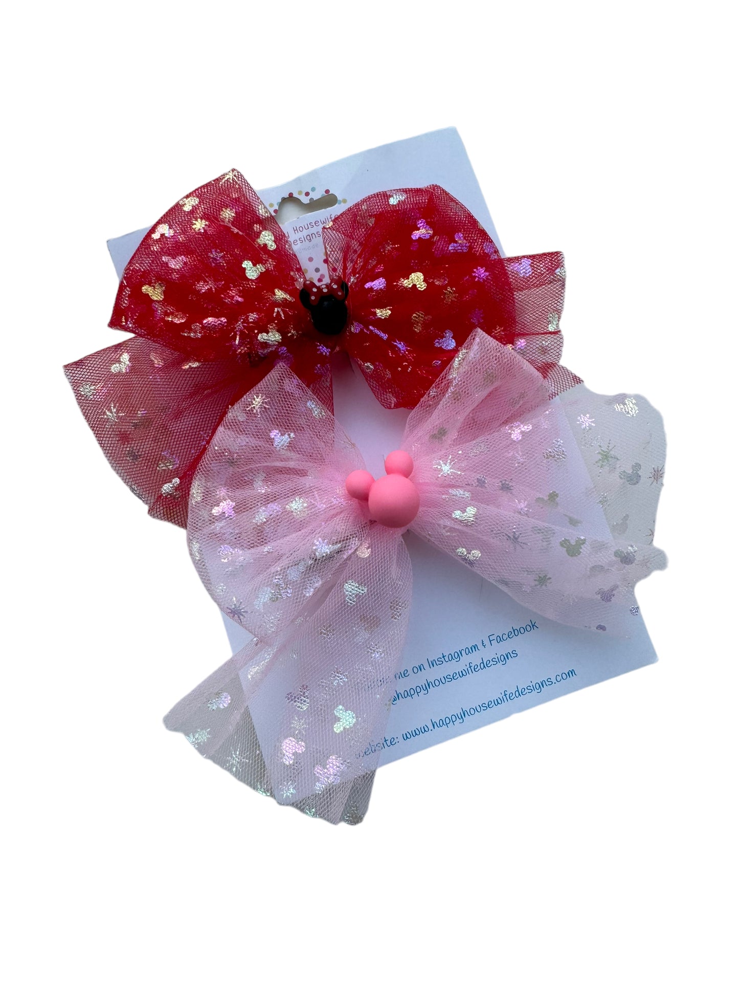 *Pink or Red Tulle Mouse Hair Bows