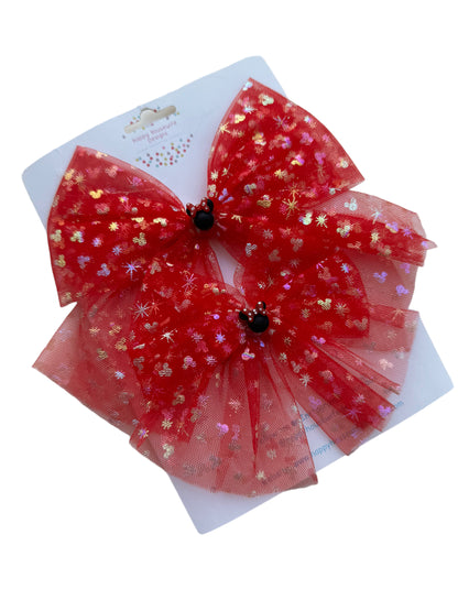 *Pink or Red Tulle Mouse Hair Bows