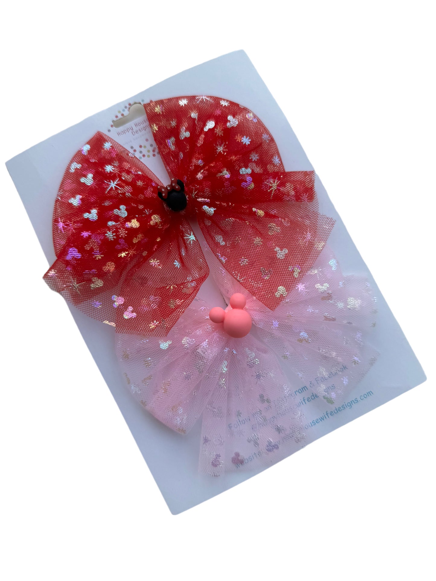 *Pink or Red Tulle Mouse Hair Bows