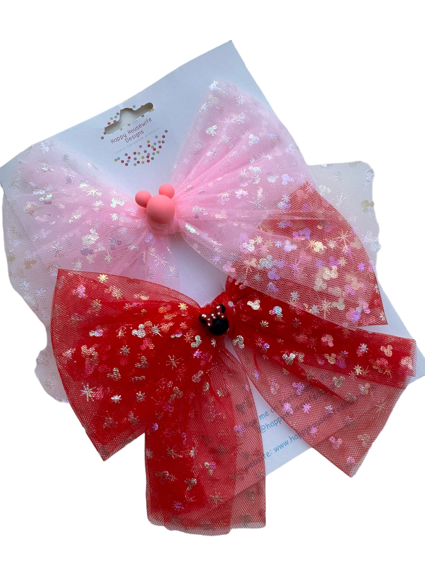 *Pink or Red Tulle Mouse Hair Bows