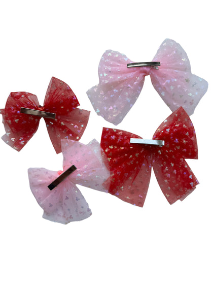 *Pink or Red Tulle Mouse Hair Bows