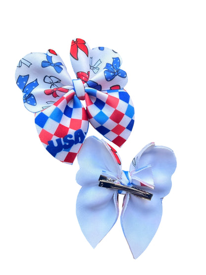 USA Bow Bubble Hair Bow – Patriotic Bow for Girls & Toddlers