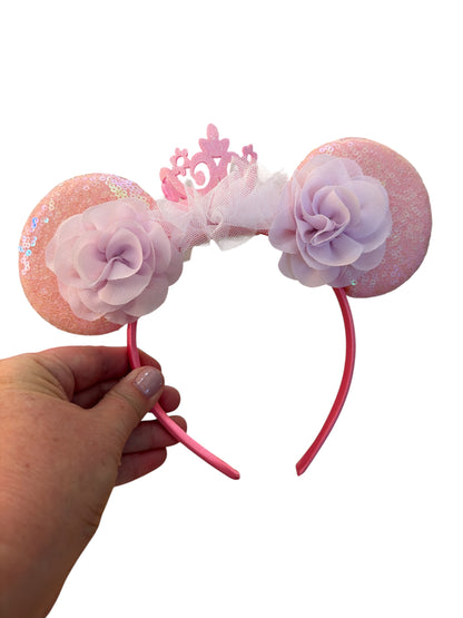 Pink and White Princess Mouse Ear Headband