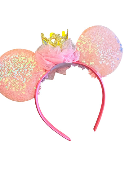 Pink and Purple Gold Crown Princess Mouse Ear Headbands