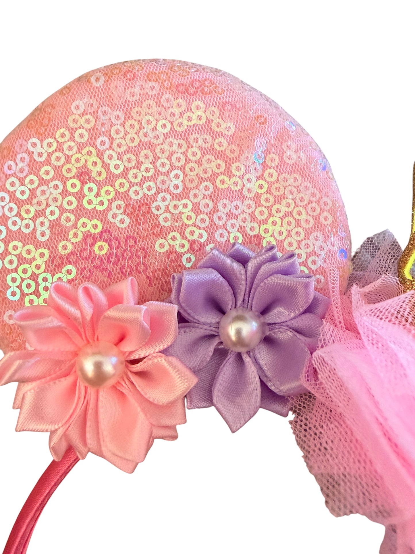 Pink and Purple Gold Crown Princess Mouse Ear Headbands