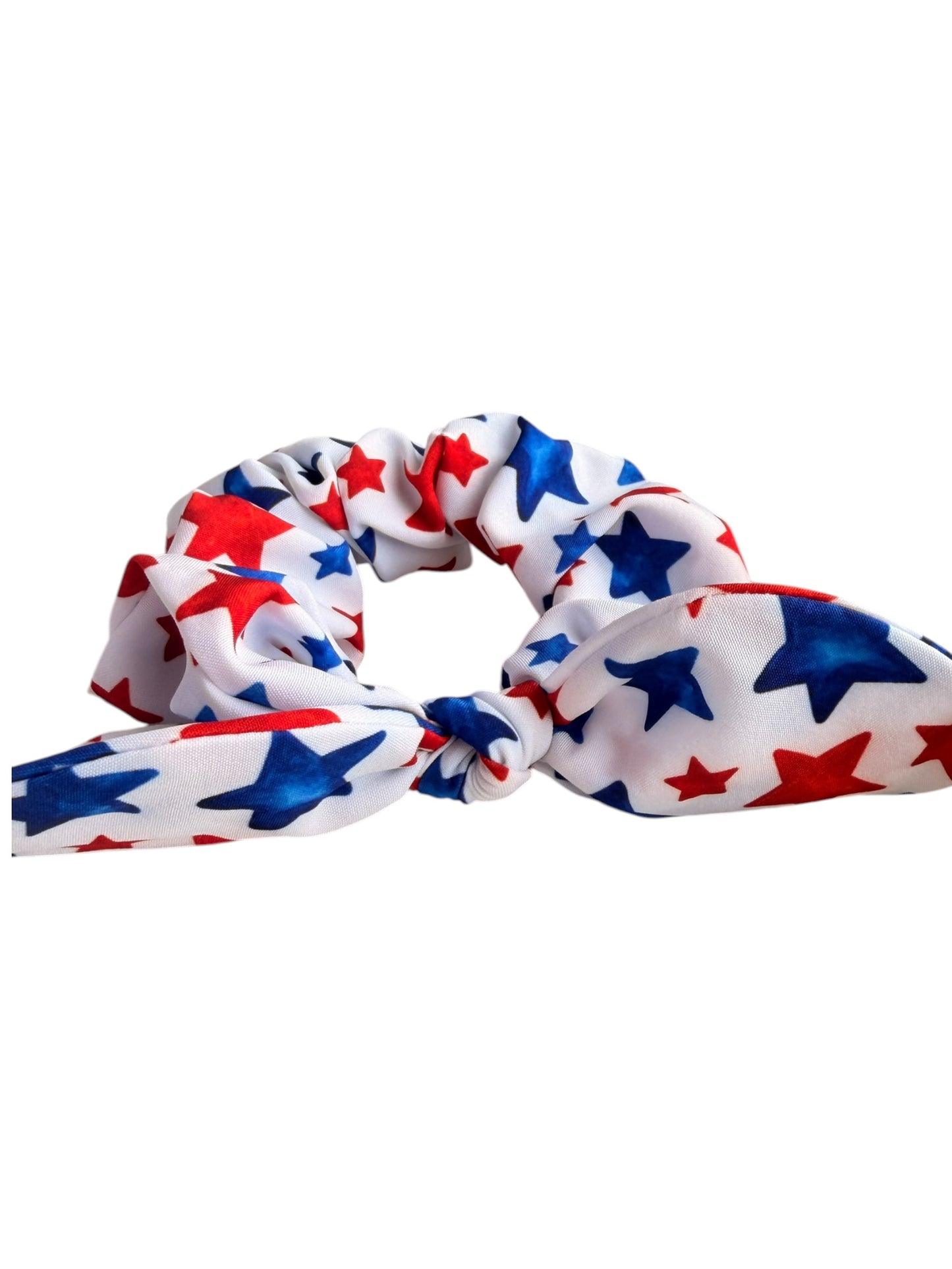 Red & Blue Stars Scrunchie – Patriotic 4th of July Scrunchie for Girls & Women