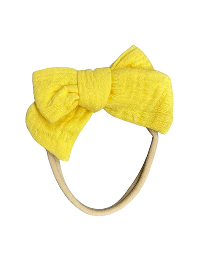 *Solid Muslin Hair Bows on Nylon Headband