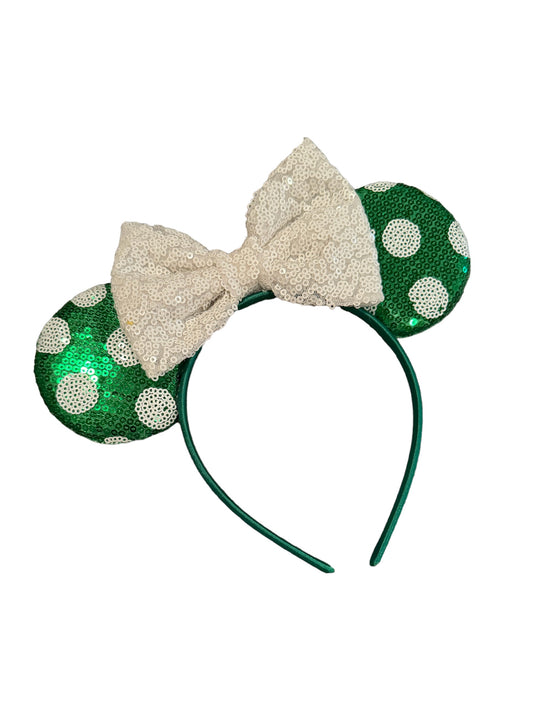 *Green Polka Dot Mouse Ear Headband