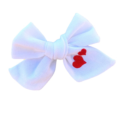 *Linen Heart Hair Bows