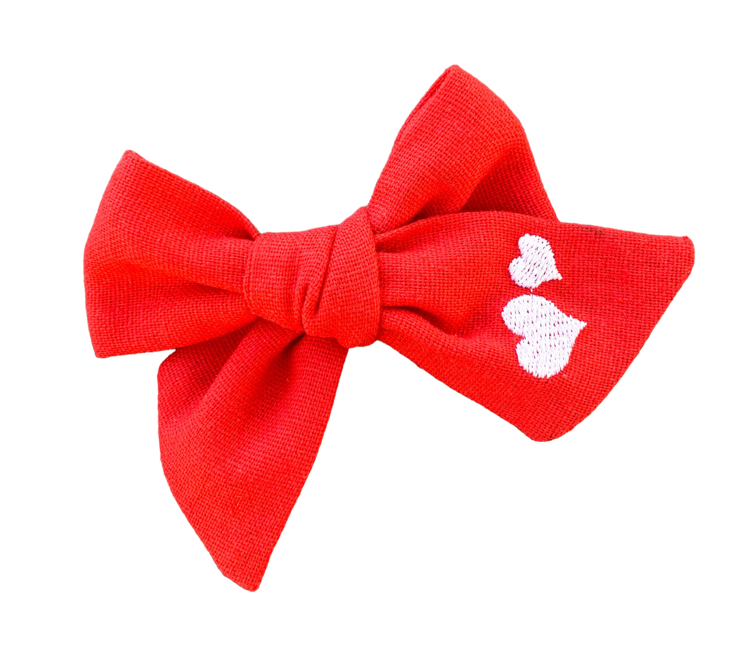 *Linen Heart Hair Bows