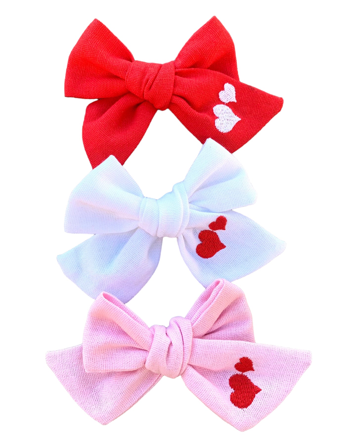 *Linen Heart Hair Bows