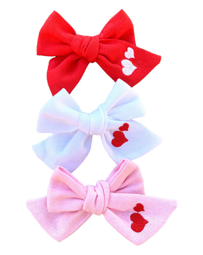 *Linen Heart Hair Bows