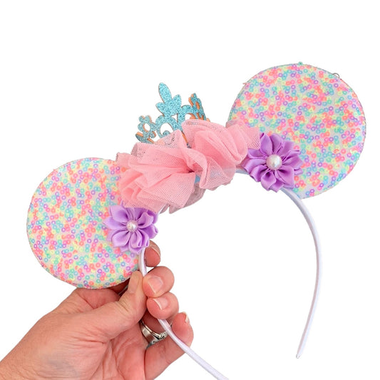 *Confetti Crown Princess Mouse Ear Headband