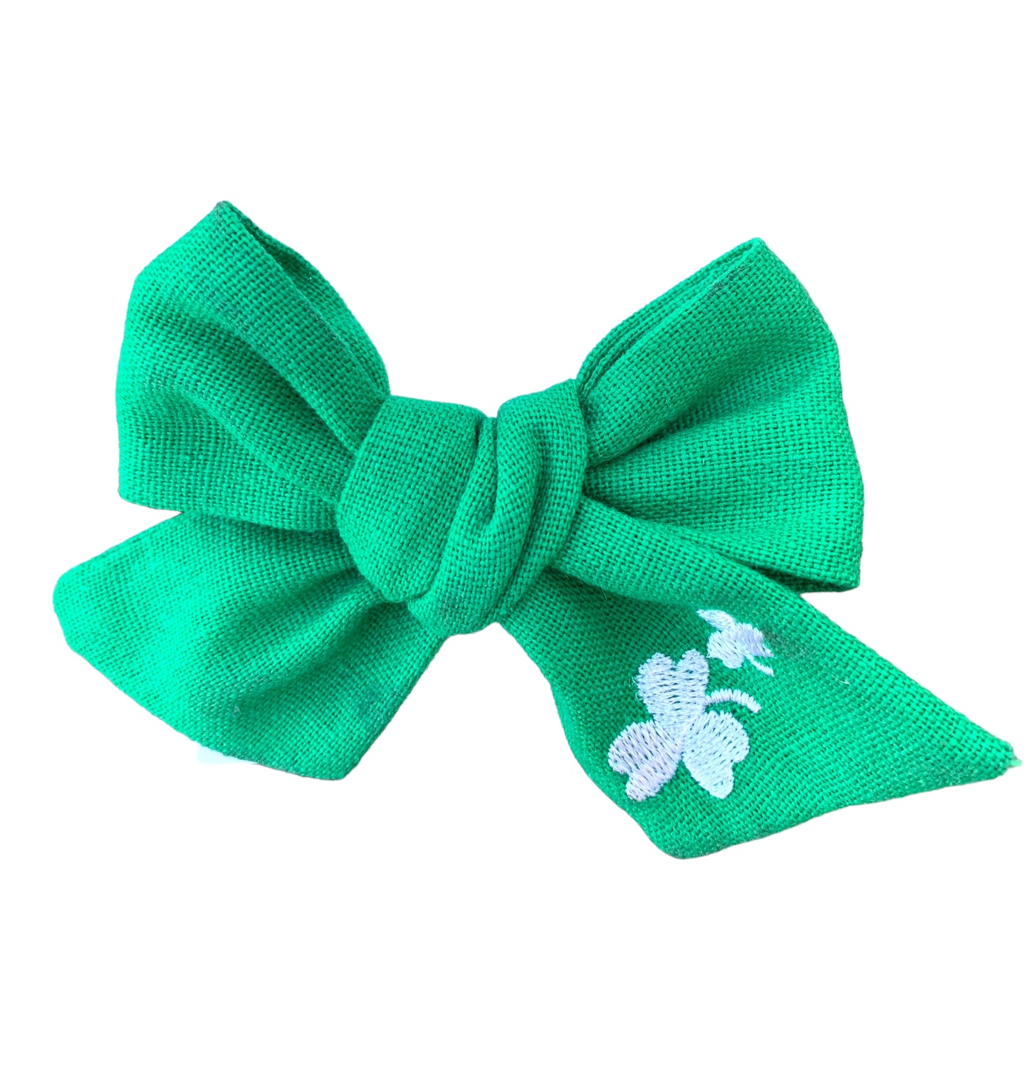 *Green Linen Shamrock Hair Bows