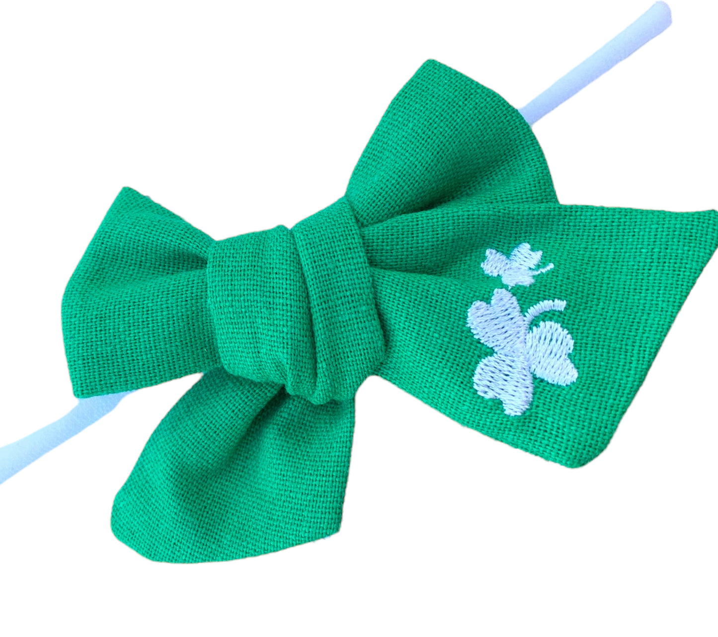 *Green Linen Shamrock Hair Bows