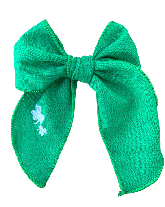 *Green Linen Shamrock Hair Bows