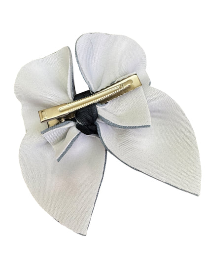 Skeleton Jack Bubble Hair Bow – Black & White Stripe Halloween Bow for Girls