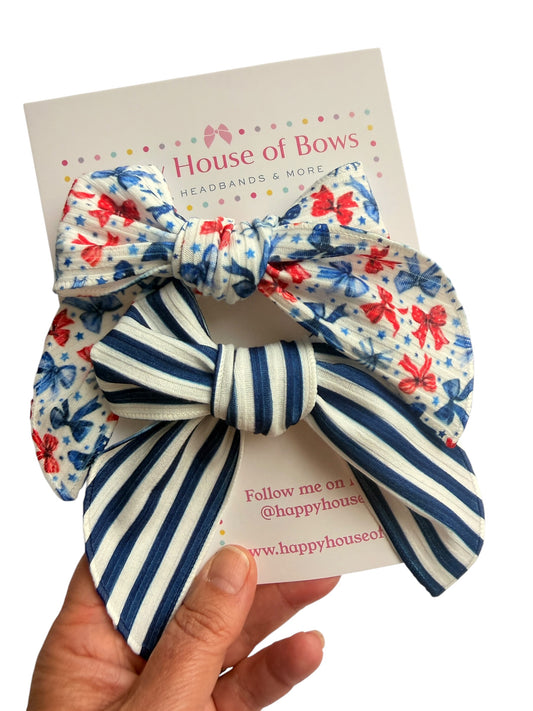 4th of July Large Bows - Bundled Hair Bows