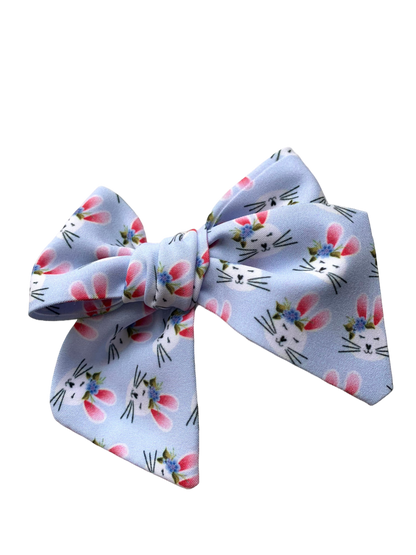 Blue Bunny Hair Bows - Fabric Bow for Little Girls