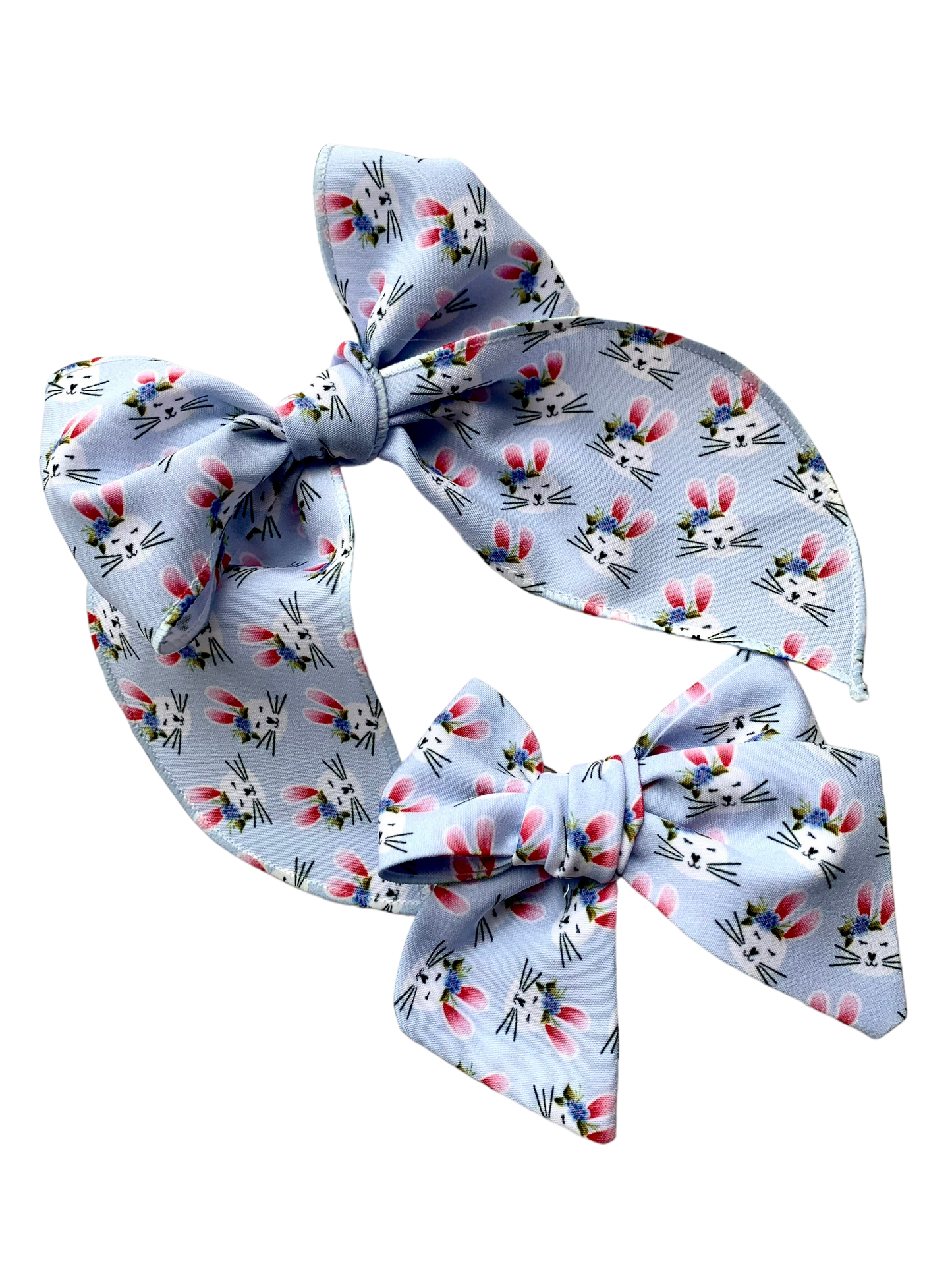 Blue Bunny Hair Bows - Fabric Bow for Little Girls