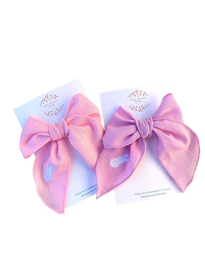 *Linen Bunny Hair Bows