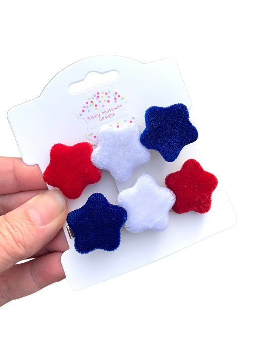 Patriotic Velvet Star Clips