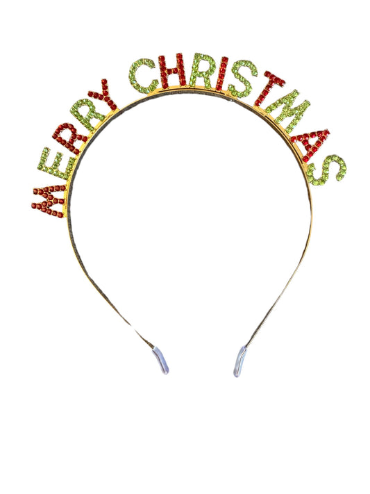 Gold Christmas Headband with Rhinestones - Festive Holiday Accessory