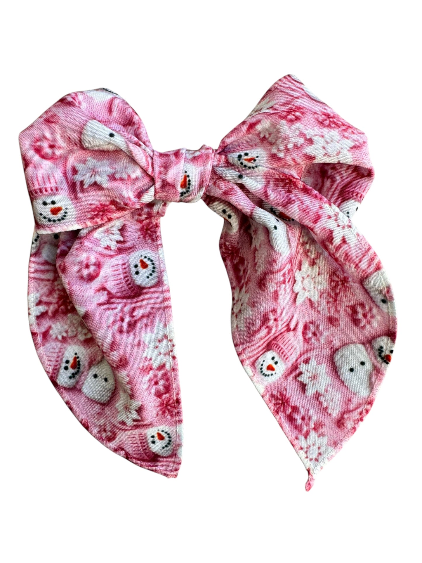 *Pink Snowman Hair Bows