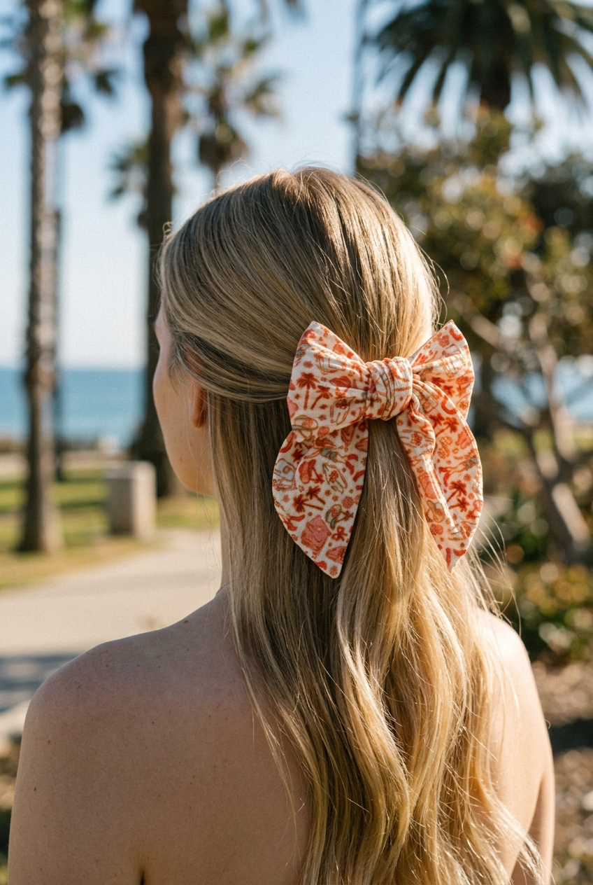 Coastal Cowgirl Hair Bow | Girls Tropical Western Bow with Alligator Clip