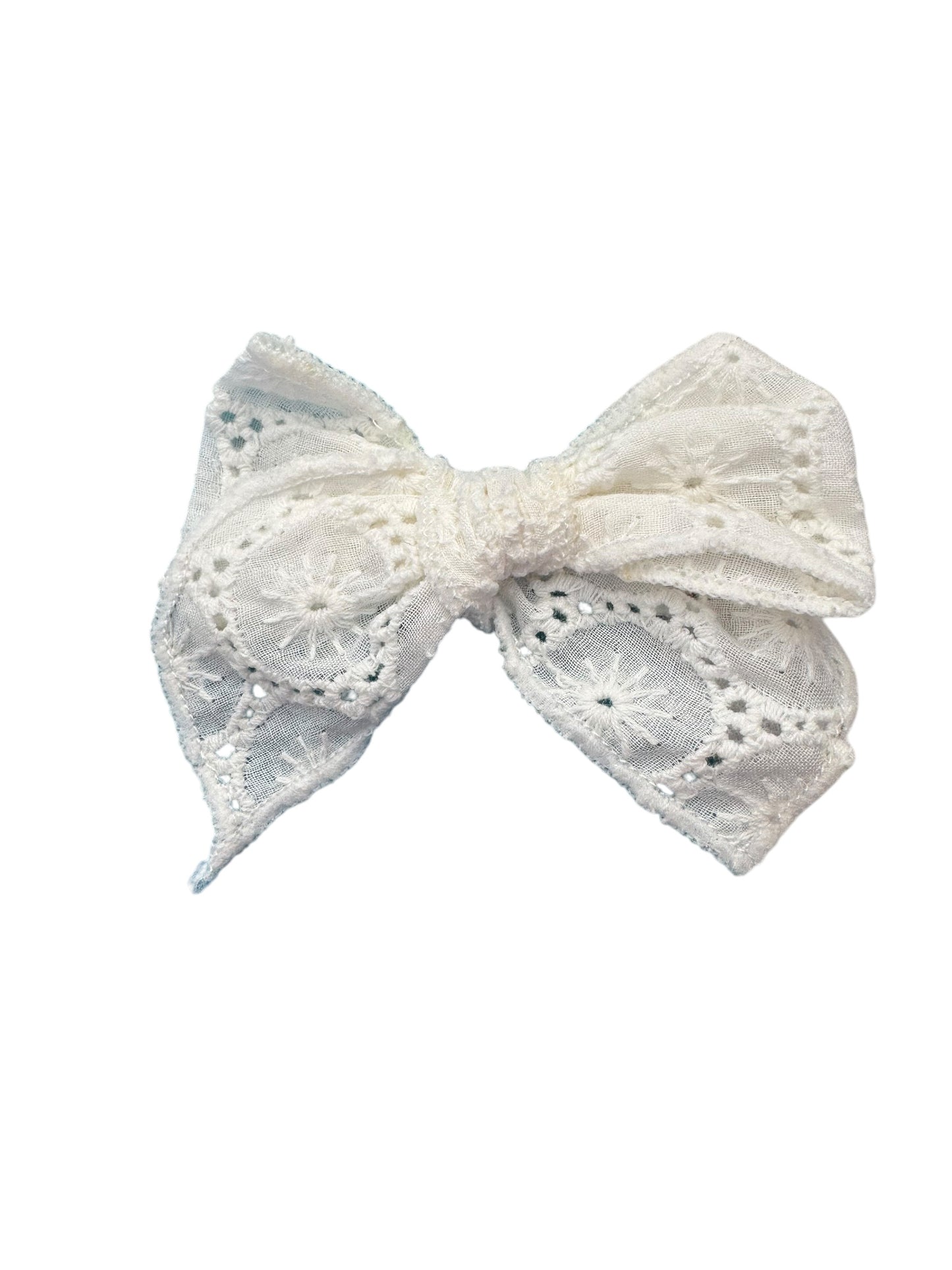 *White Embroidered Lace Bows