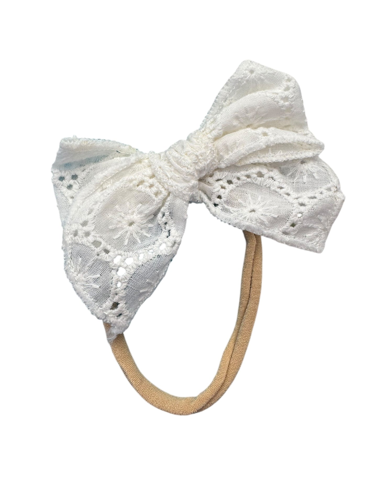 *White Embroidered Lace Bows