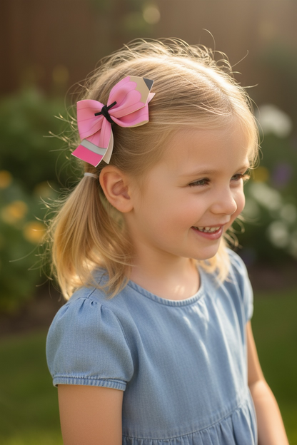 Colorful Crayon Faux Leather Hair Bow Clip for Girls – Back to School Hair Accessory