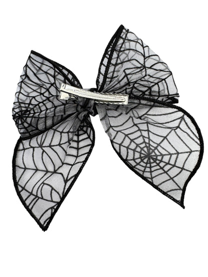 Spider Web Hair Bow – Large Halloween Bow for Girls