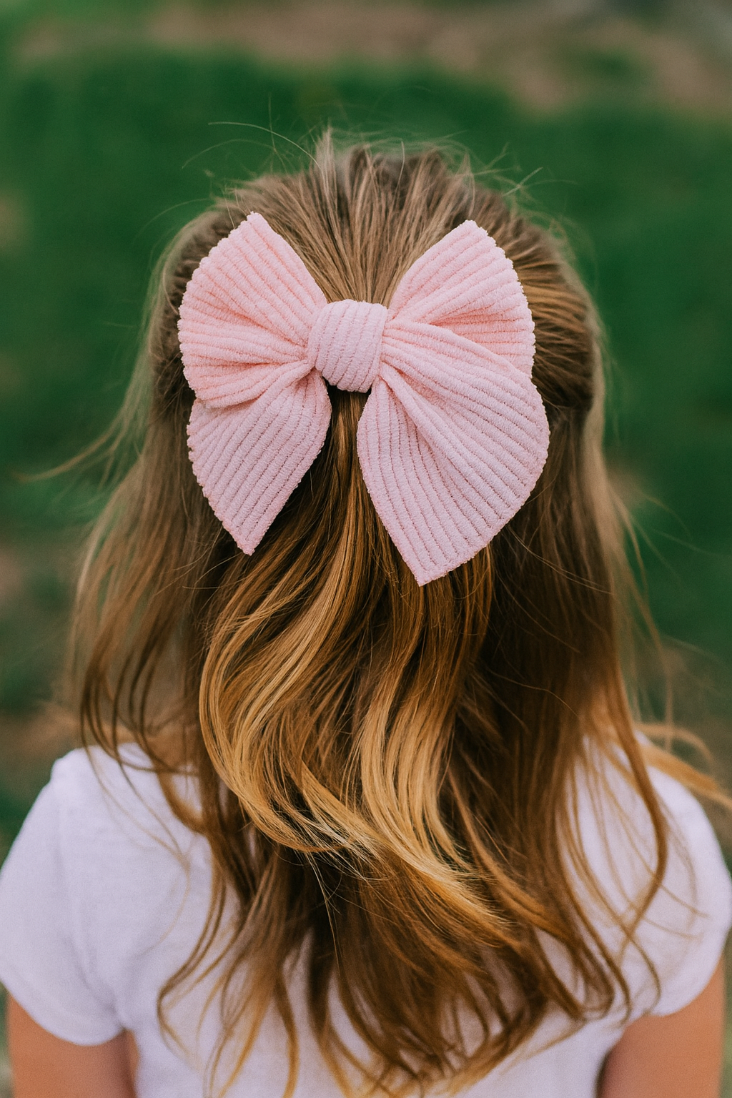 Ribbed Corduroy Hair Bows for Girls – Small Corduroy Bows with Alligator Clip