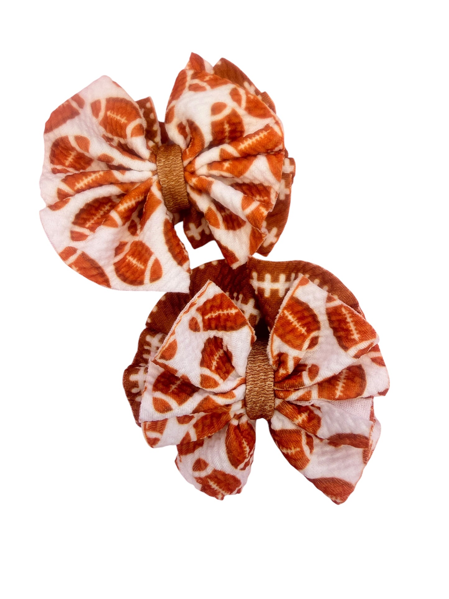 Football Pigtail Hair Bow Clips – Set of 2 | Game Day Hair Accessories