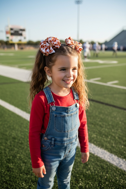 Football Pigtail Hair Bow Clips – Set of 2 | Game Day Hair Accessories