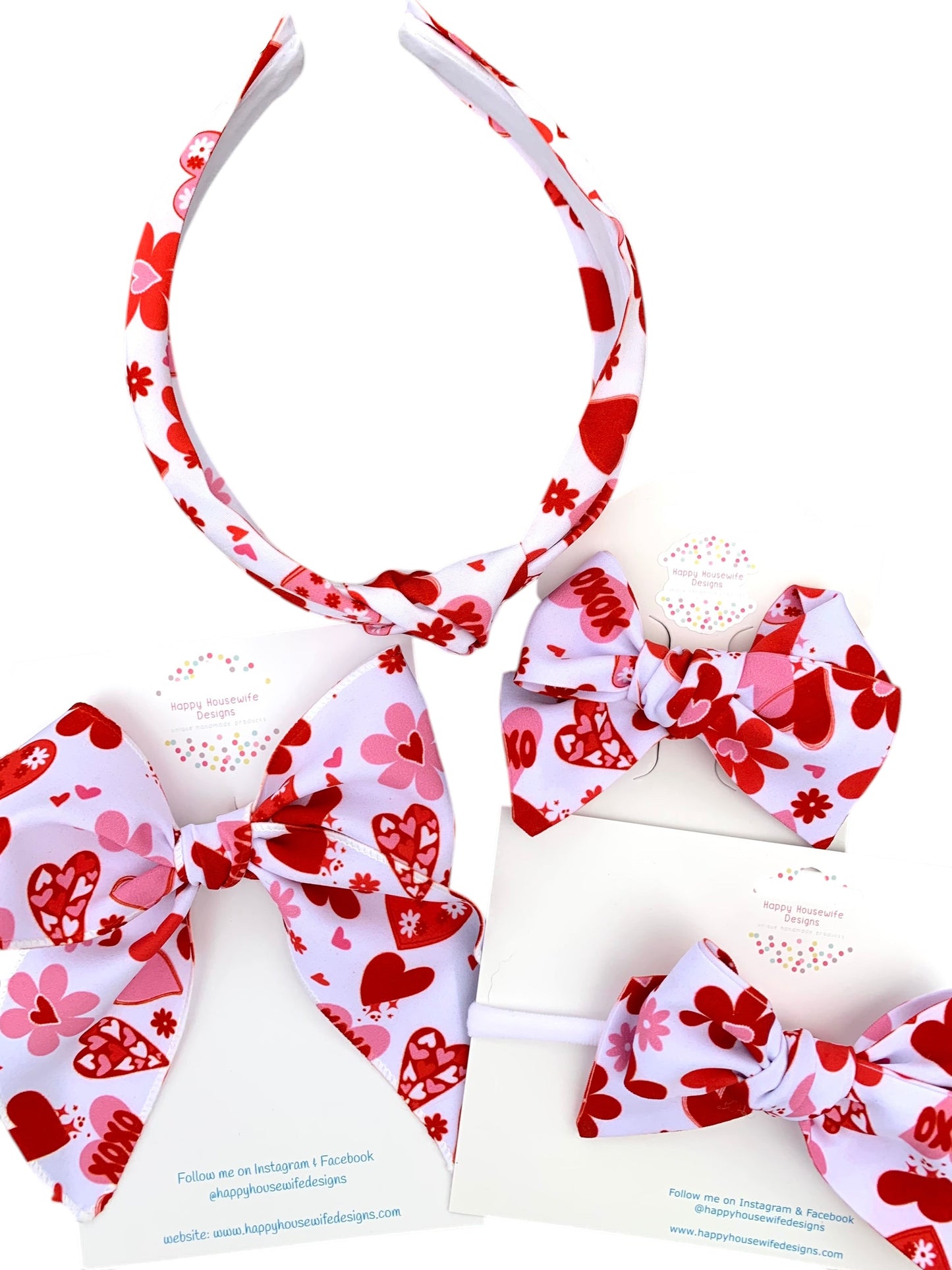 *Love and Hearts Hair Bows