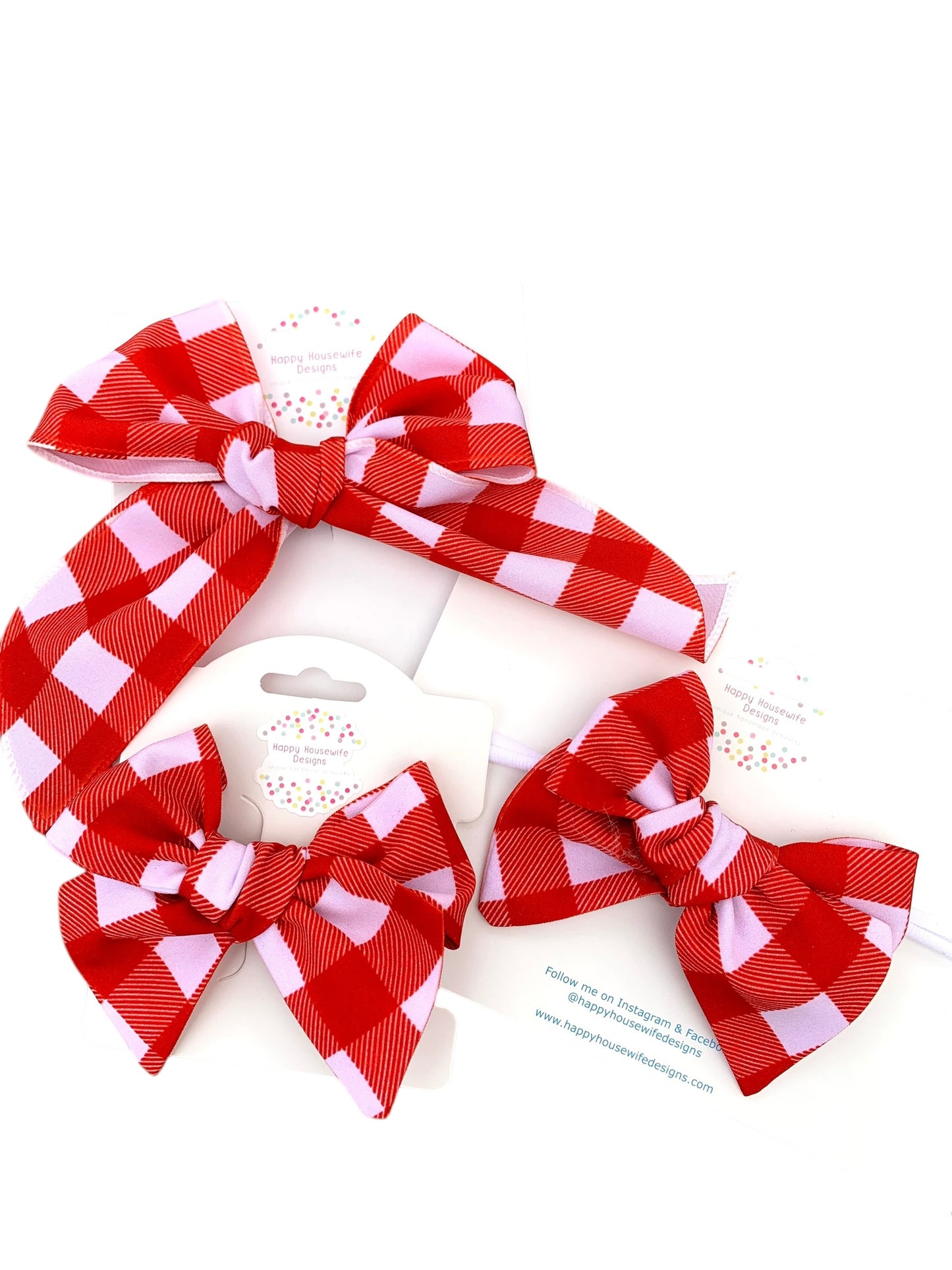 *Red Picnic Plaid Hair Bows