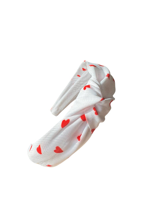 Small Red Hearts Headband - Valentine's Day Knotted Headband for Girls