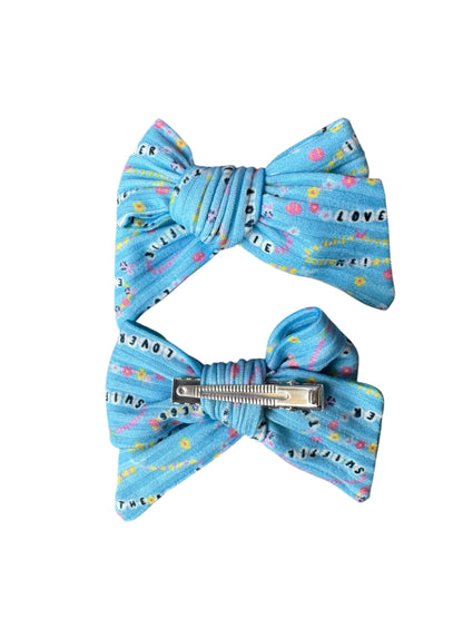 *Blue Friendship Bracelet Hair Bows